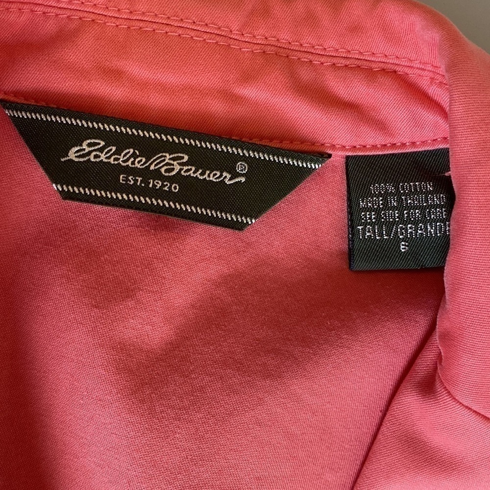 EDDIE Bauer 100% Cotton Button-up Light Coral Salmon Jacket Women’s Size 6 - Picture 7 of 12